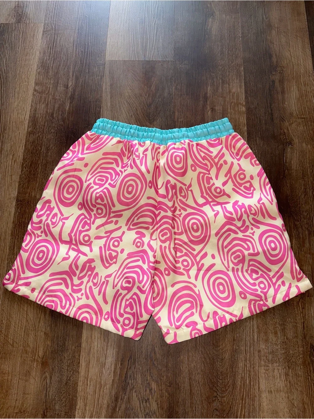 Killer Klowns Pink Swirl Swim Shorts with Aqua Waistband